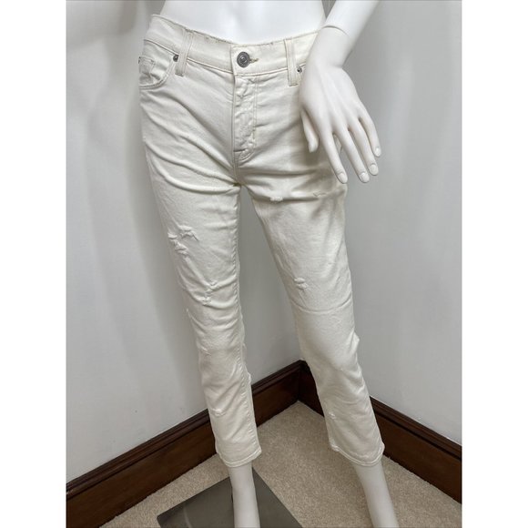 Jeans Women’s Cropped By ZOEEY Midrise  Straight Ivory 25 Hudson 5-pocket, Zip - Picture 1 of 12